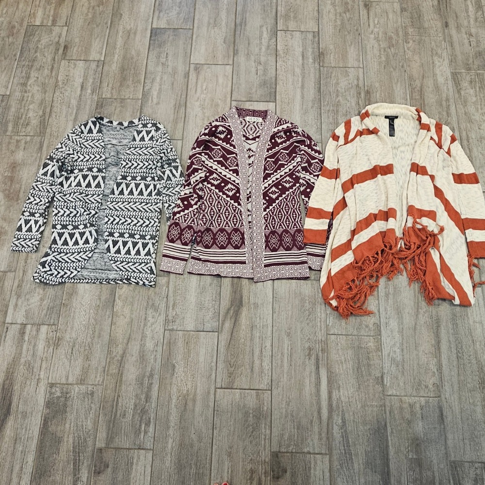 Charlotte Russe Pink Rose Forever 21 Cardigan Lot of 3 Size S Boho Knit Sweaters